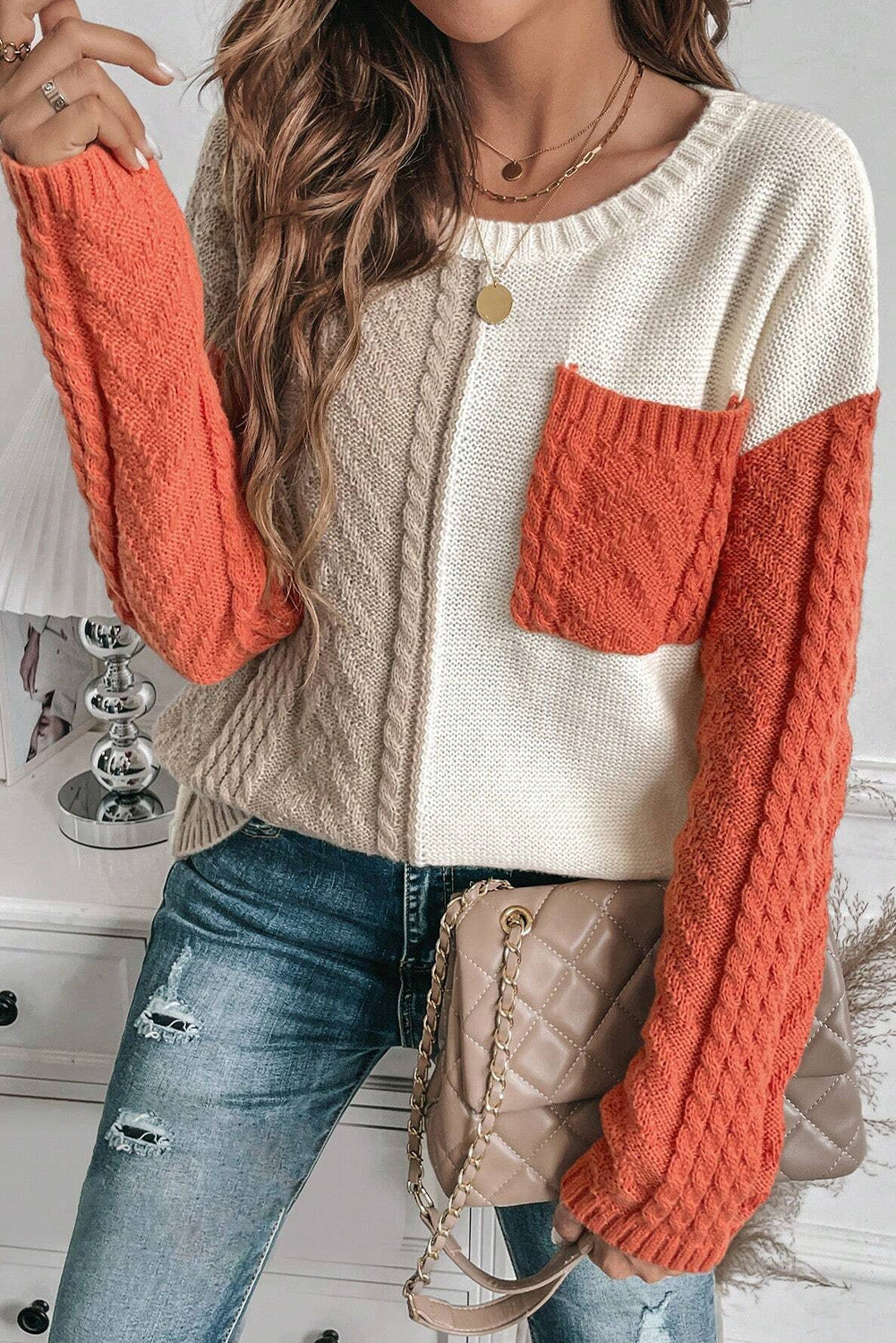 Jersey con Motivo Color Block y Manga Larga Para Mujer | Ideal Para Uso Diario