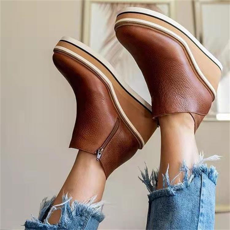 Botines Con Tacón Medio y Cremallera Lateral Para Mujer | Ideal Para Uso Diario en Ciudad