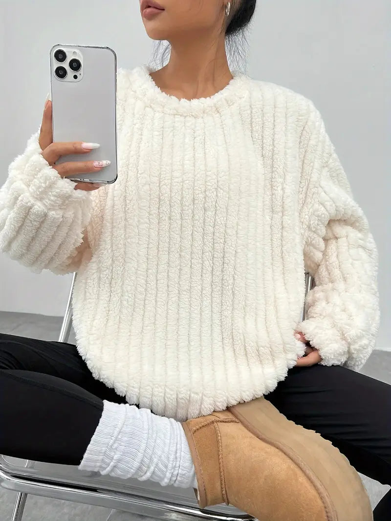 Jersey Oversize con Cuello Redondo para Mujer | Ideal para Uso Diario