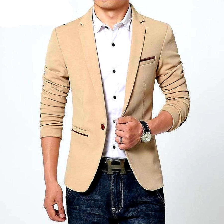 Blazer Ajustado Con Solapa Simple Para Hombre | Ideal Para Uso Profesional Y Ocasiones Variadas