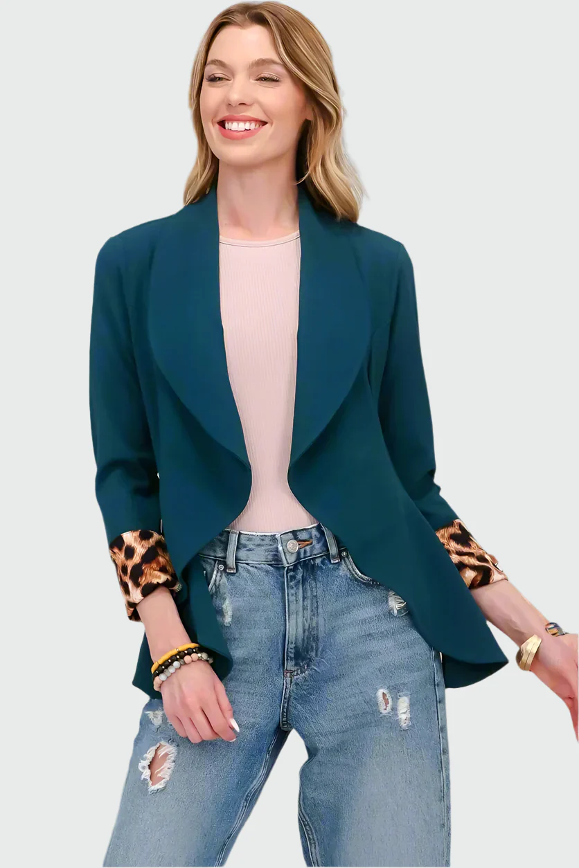 Blazer Abierto con Estampado Animal para Mujer | Ideal para Uso Diario u Ocasiones Festivas