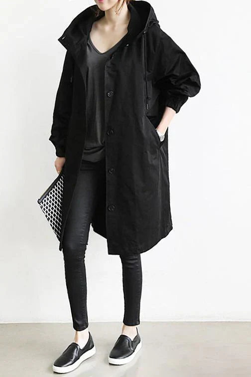 Trench Largo con Capucha Integrada para Mujer | Ideal para Entretiempo