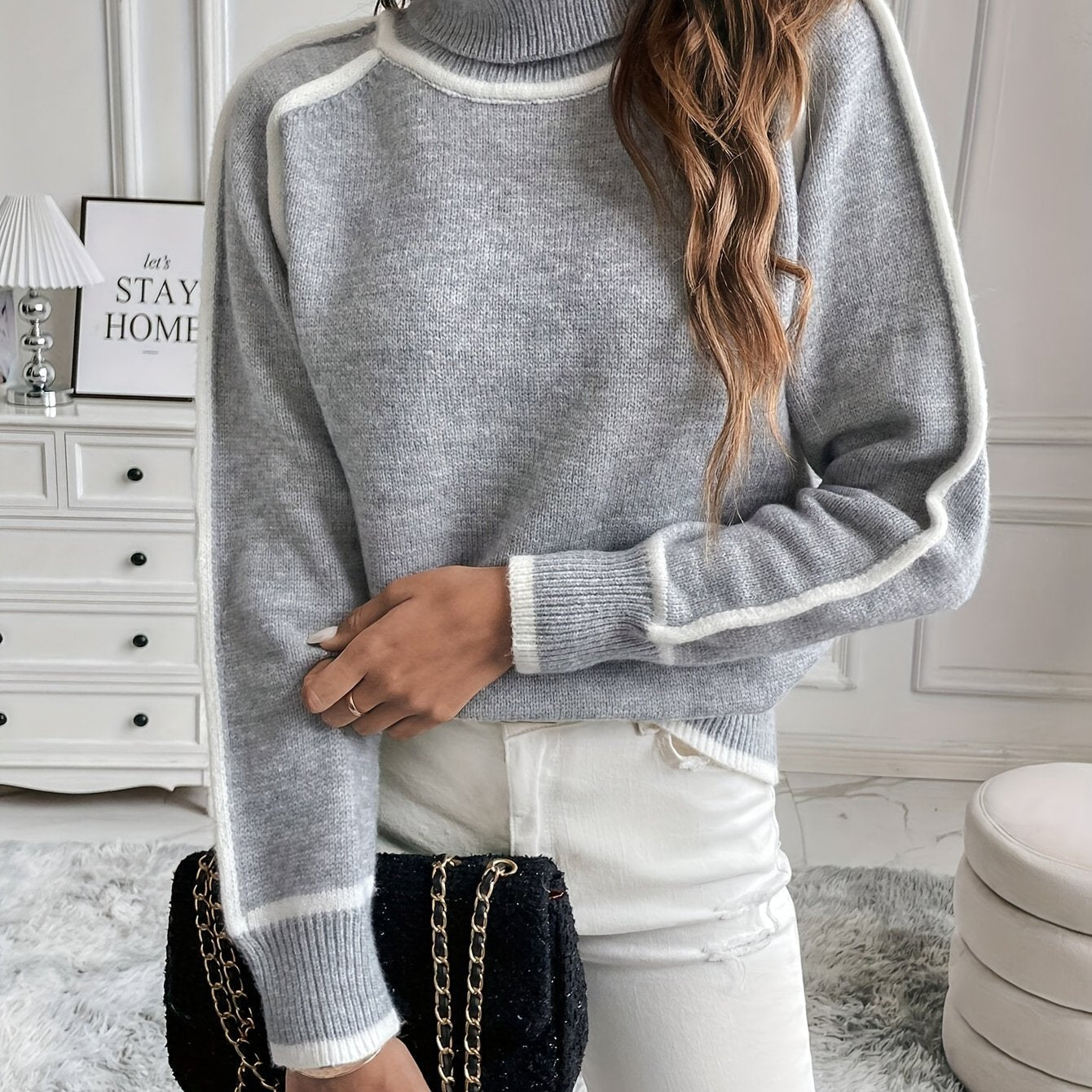 Top De Cuello Alto Con Corte Regular Para Mujer | Ideal Para Primavera Y Otoño