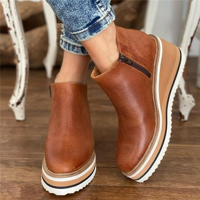 Botines Con Tacón Medio y Cremallera Lateral Para Mujer | Ideal Para Uso Diario en Ciudad