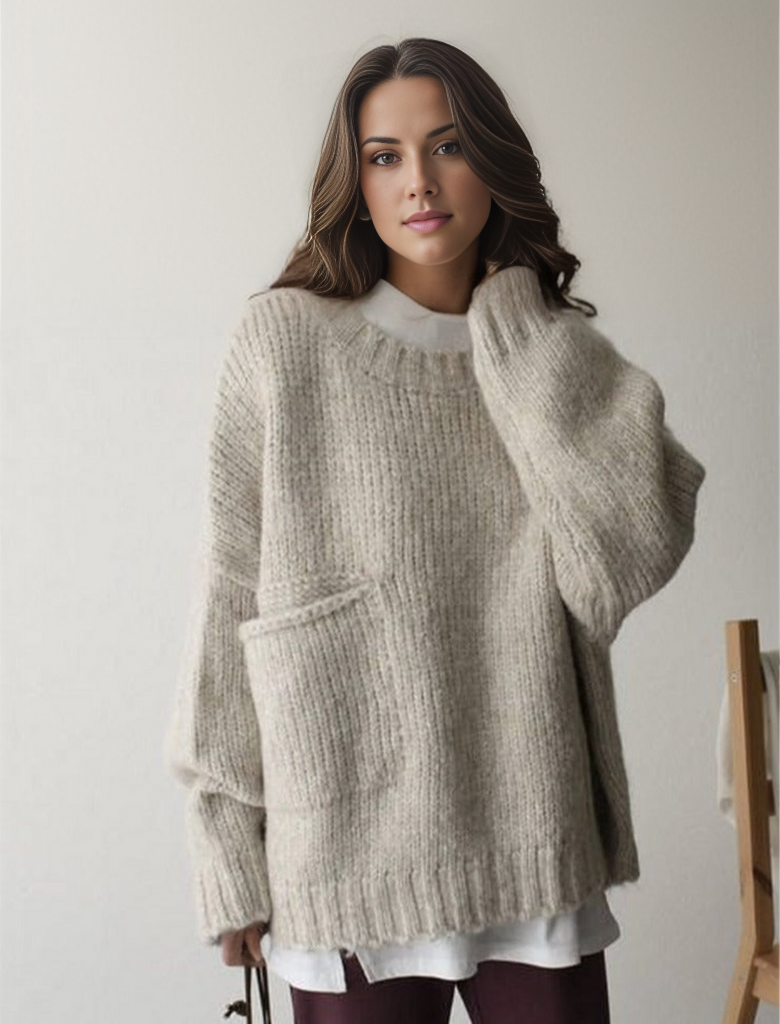 Jersey Oversize con Bolsillo Frontal Contrastado Para Mujer | Ideal Para Uso Diario