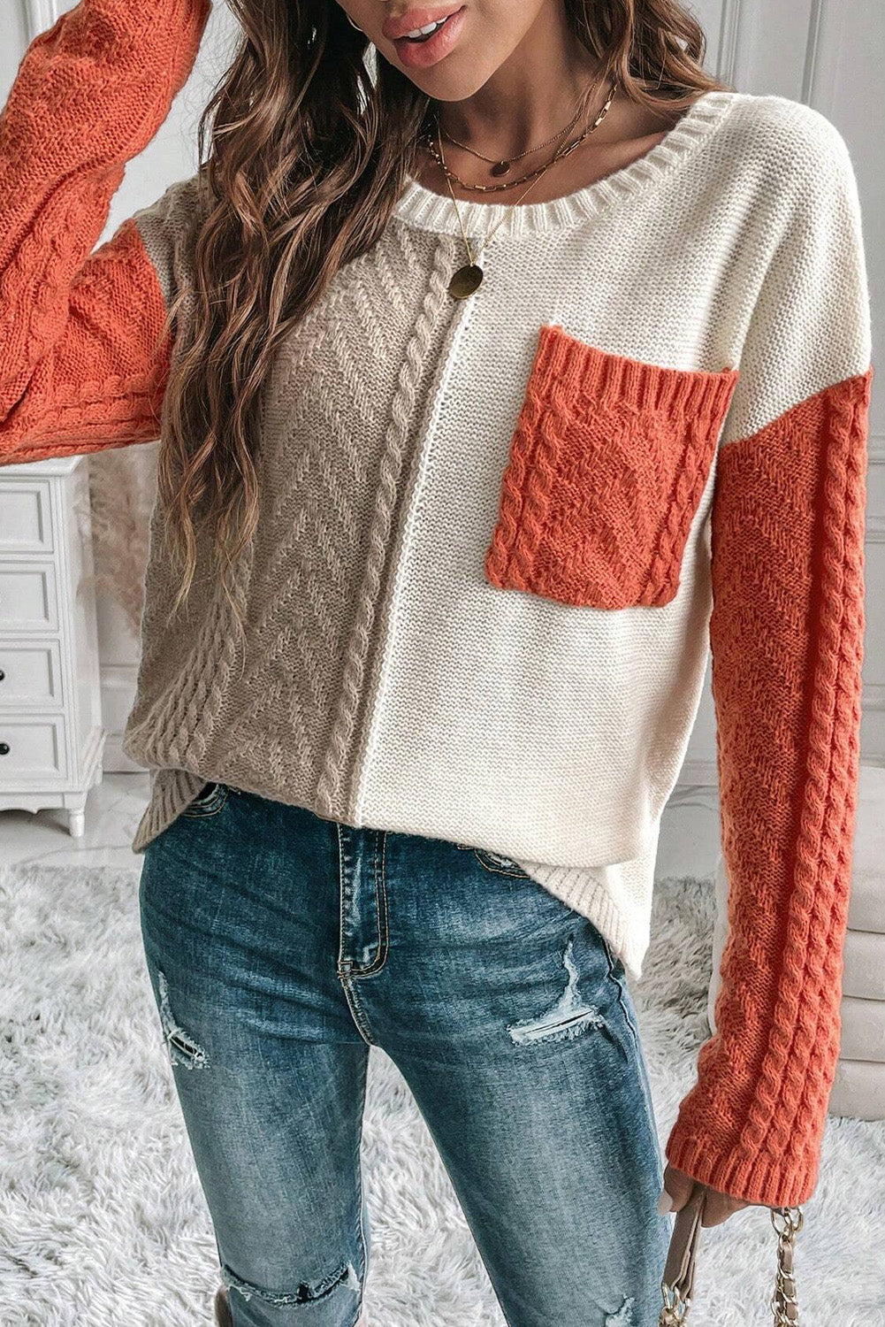 Jersey con Motivo Color Block y Manga Larga Para Mujer | Ideal Para Uso Diario