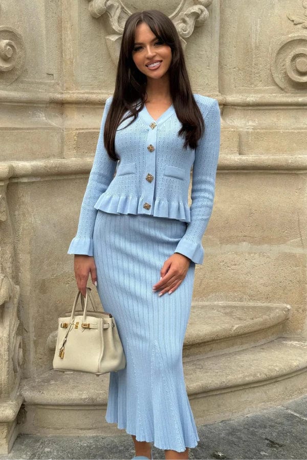 Conjunto De Dos Piezas con Chaqueta Ajustada y Falda Midi para Mujer | Ideal para Uso Diario