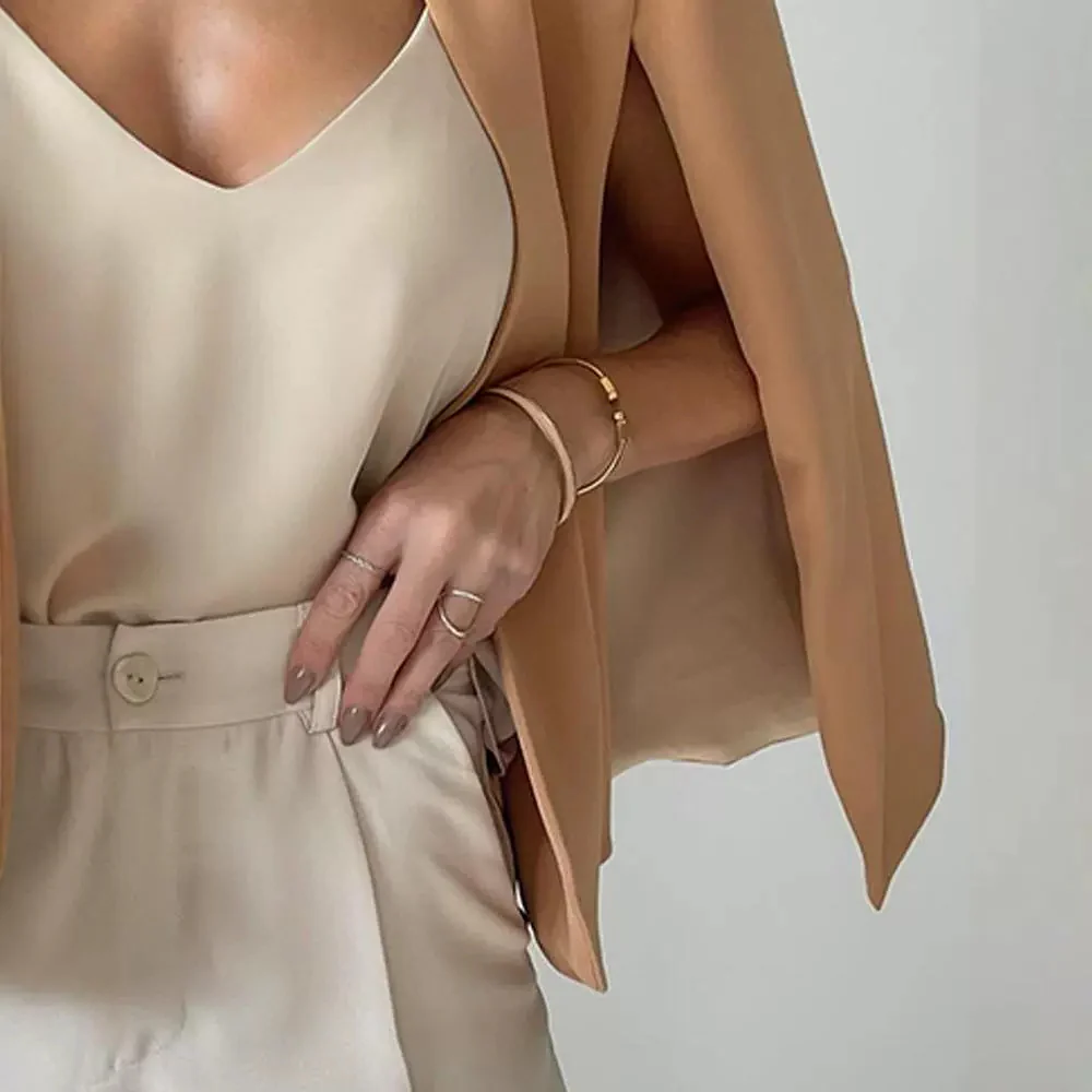 Chaqueta sin Cuello con Bufanda a Juego para Mujer | Ideal para Oficina o Uso Diario