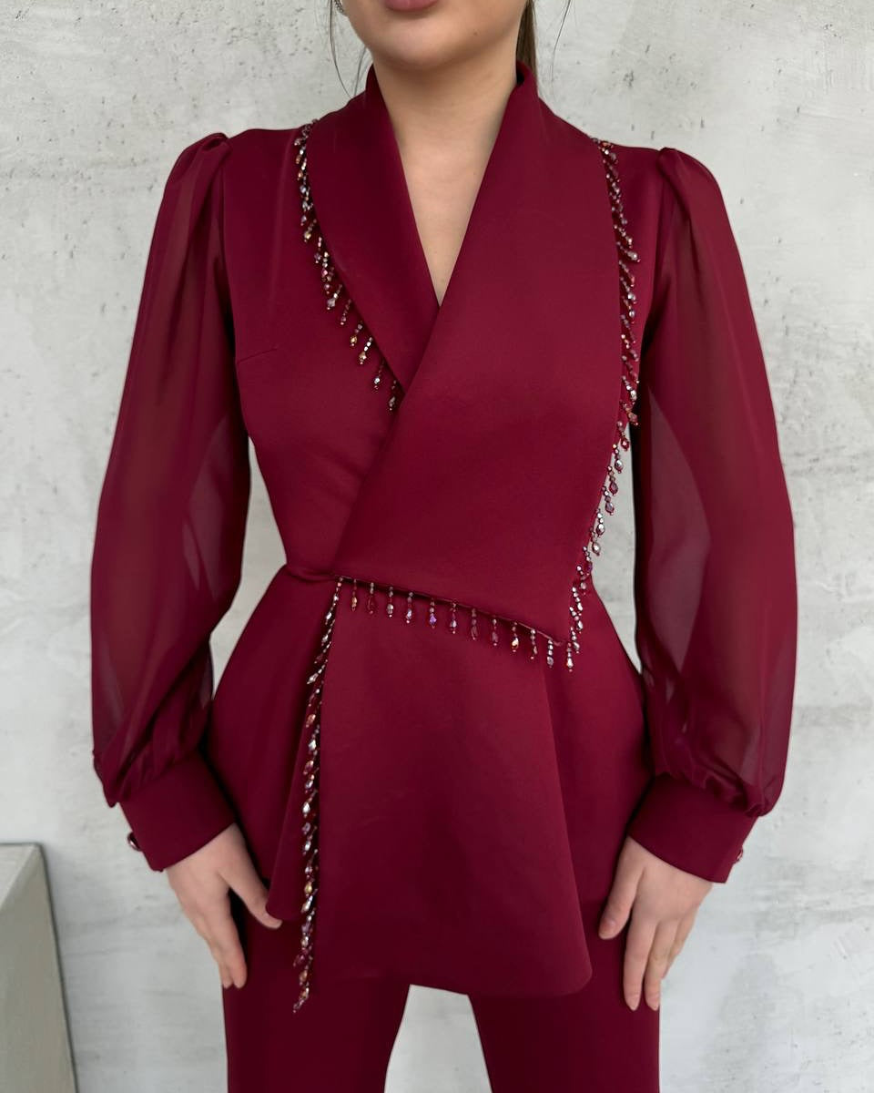 Conjunto De Dos Piezas Con Blazer Cruzado Y Pantalón Recto Para Mujer | Ideal Para Eventos Profesionales Y Formales