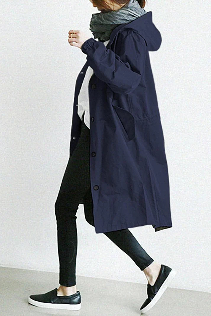 Trench Largo con Capucha Integrada para Mujer | Ideal para Entretiempo