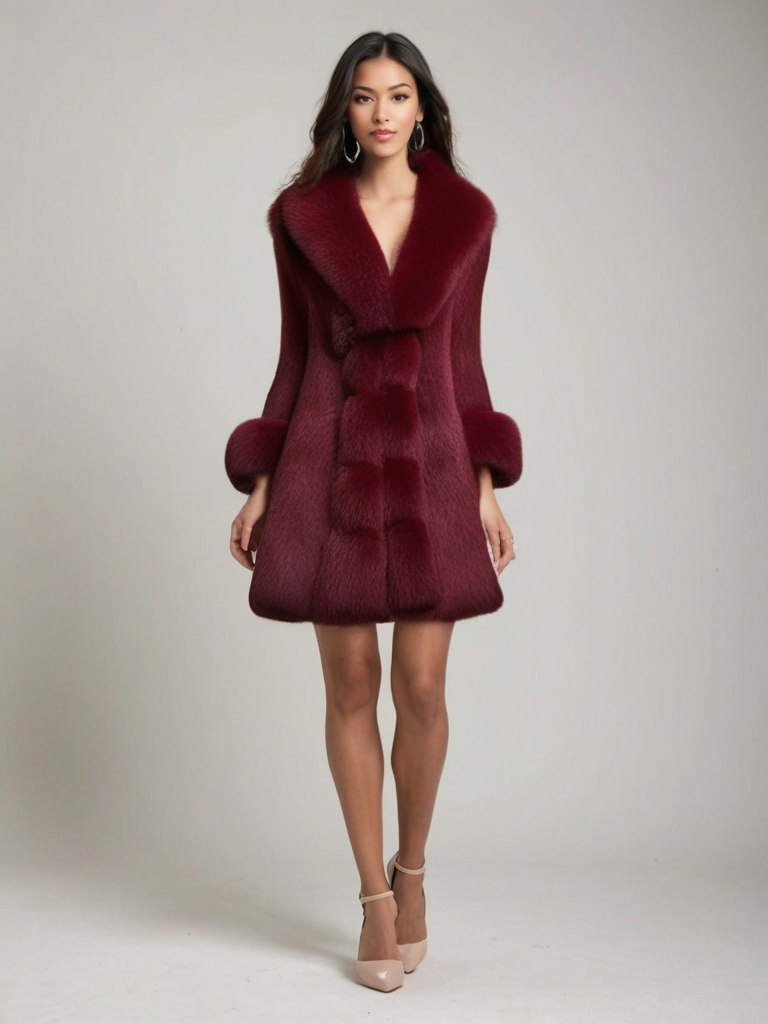 Abrigo Largo De Invierno Con Cuello Contrastado Para Mujer | Ideal Para La Temporada Fría