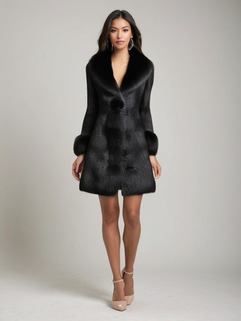 Abrigo Largo De Invierno Con Cuello Contrastado Para Mujer | Ideal Para La Temporada Fría
