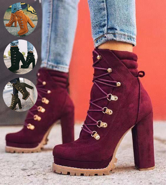 Botas Altas Con Tacón y Punta Redonda Para Mujer | Ideal Para Uso Diario y Salidas Urbanas