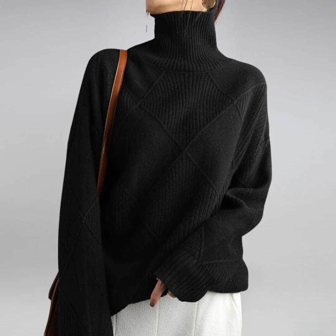Jersey De Cuello Alto Con Diseño Cubriente Para Mujer | Ideal Para Invierno