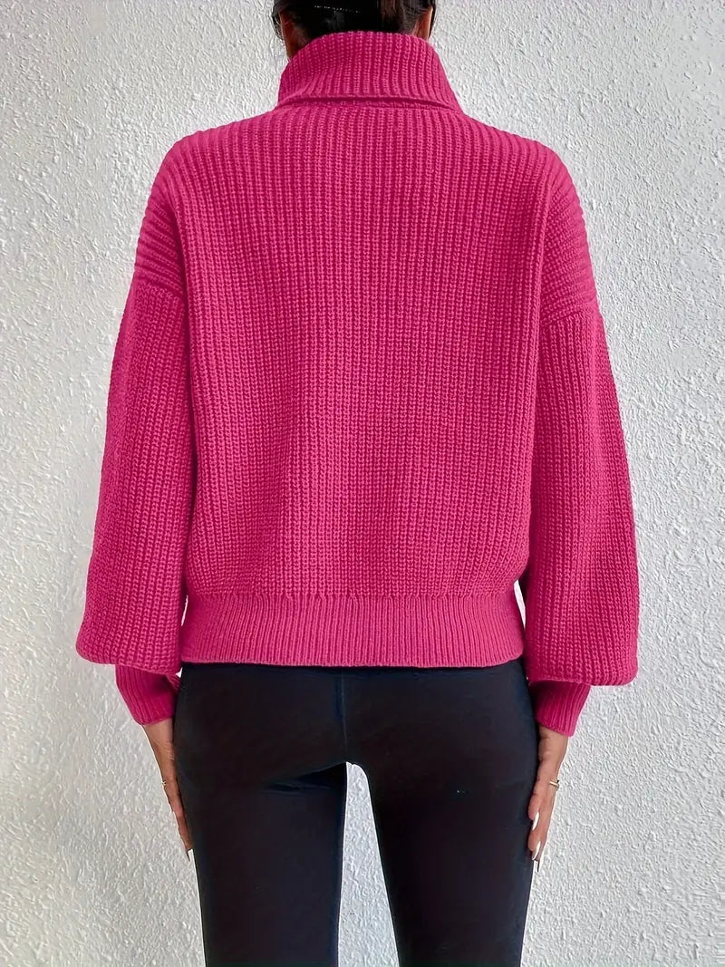 Jersey con Cuello Alto Y Hombro Caído para Mujer | Ideal para Otoño E Invierno