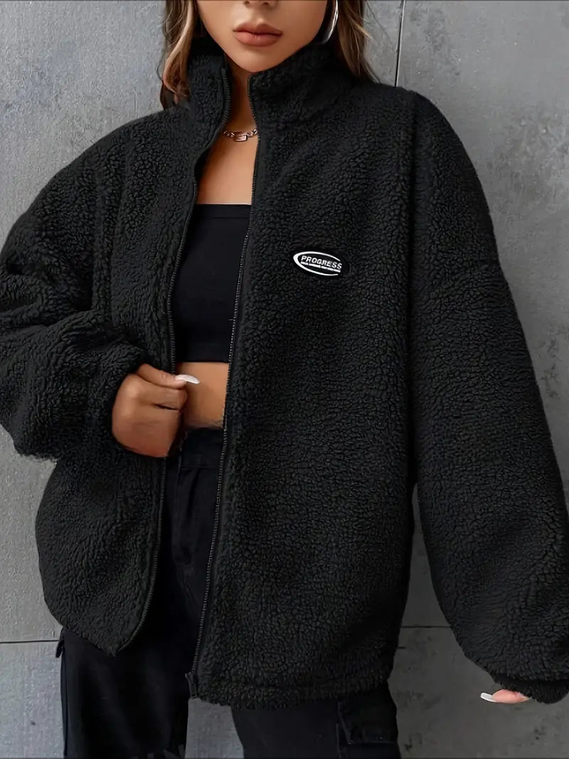 Chaqueta con Cremallera y Corte Holgado para Mujer | Ideal para Otoño E Invierno