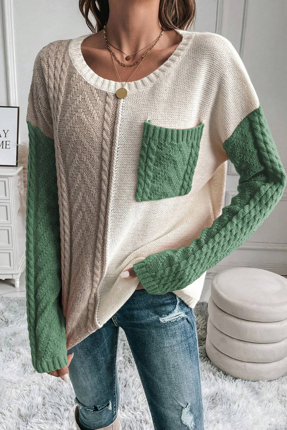 Jersey con Motivo Color Block y Manga Larga Para Mujer | Ideal Para Uso Diario