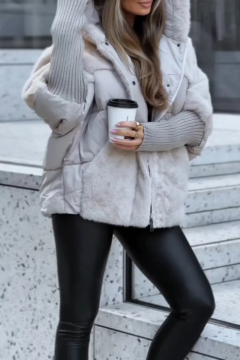 Capa Acolchada Con Cierre De Cremallera Y Botones Para Mujer | Ideal Para El Invierno