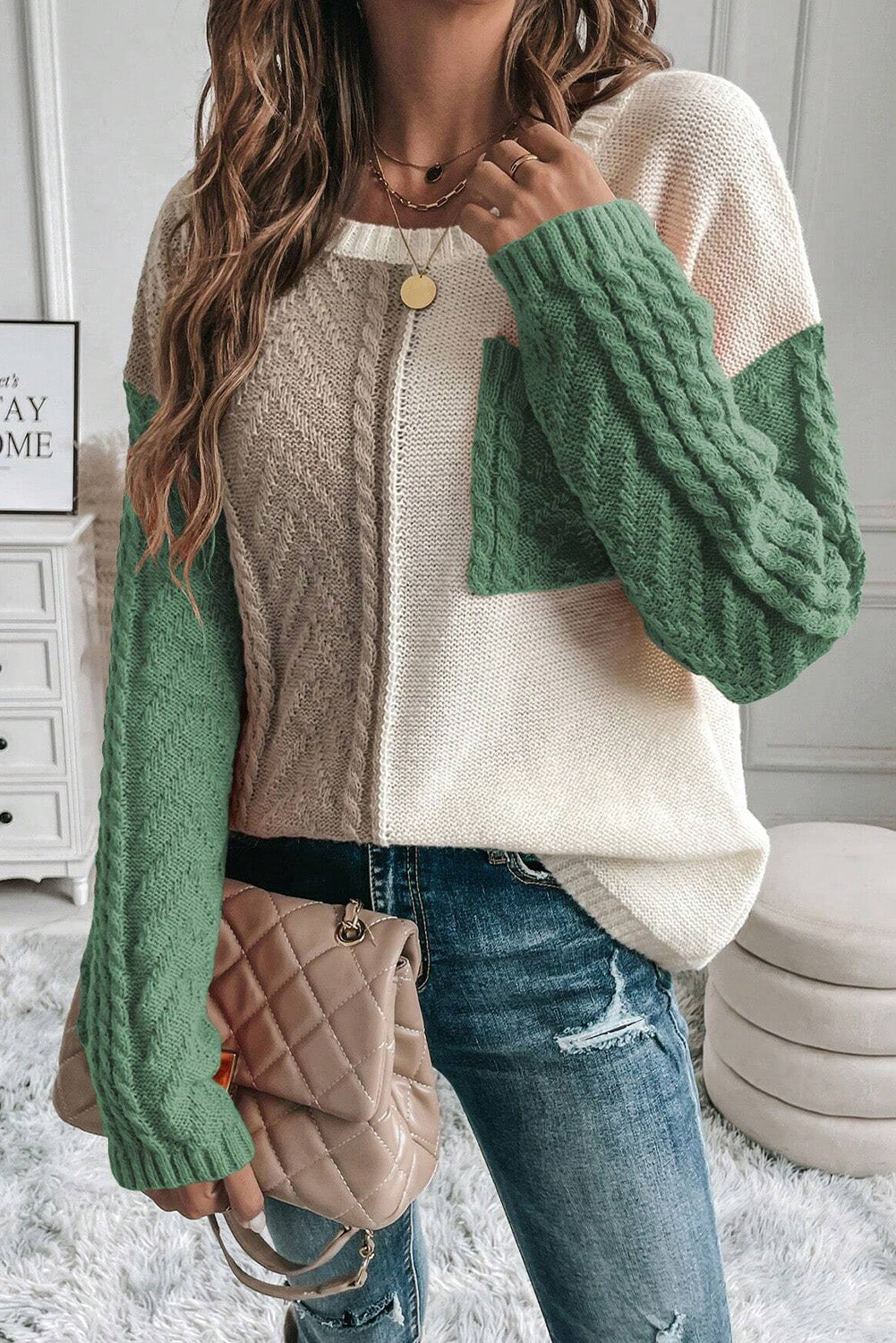 Jersey con Motivo Color Block y Manga Larga Para Mujer | Ideal Para Uso Diario