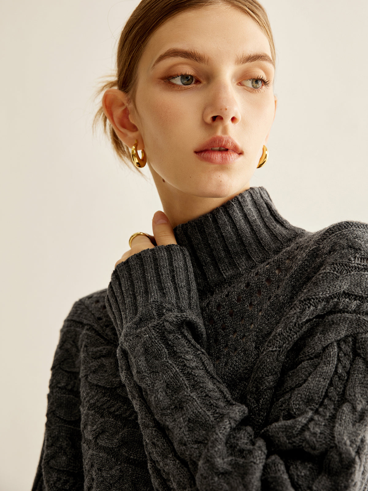 Jersey Con Punto Trenzado Y Cuello Alto Para Mujer | Ideal Para Invierno
