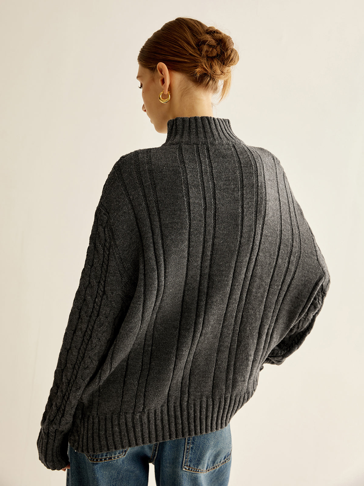 Jersey Con Punto Trenzado Y Cuello Alto Para Mujer | Ideal Para Invierno