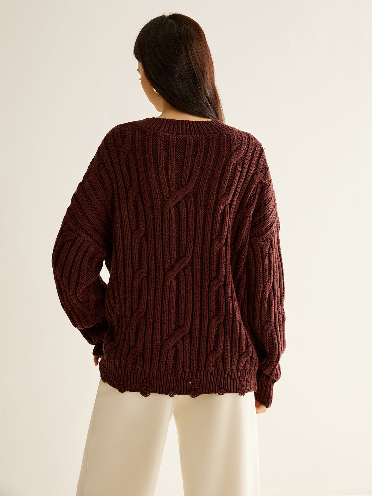 Jersey Con Detalle de Perlas y Cuello en V Para Mujer | Ideal Para Otoño e Invierno