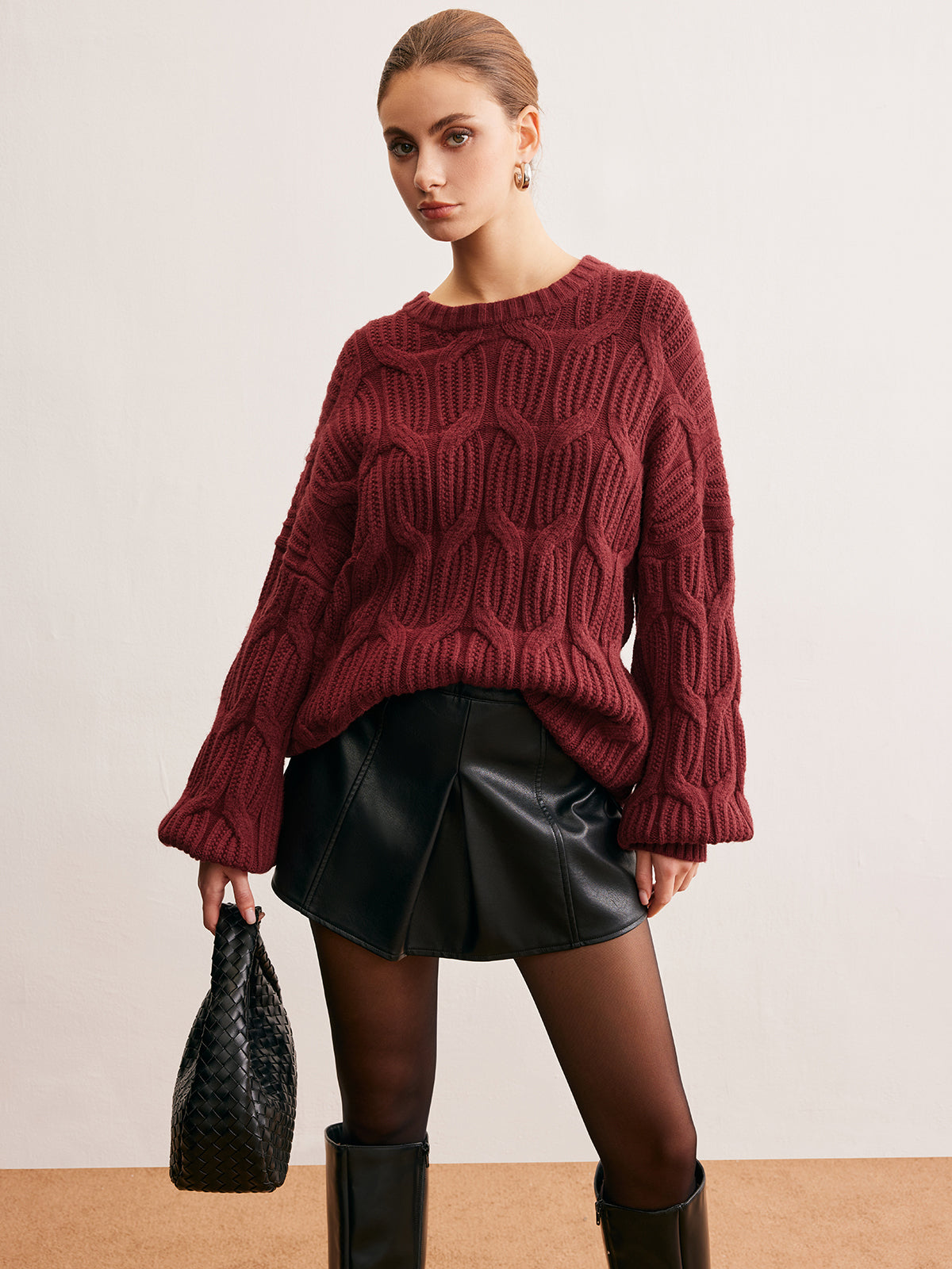 Conjunto De Jersey Oversize Y Falda Estructurada Para Mujer | Ideal Para Otoño E Invierno