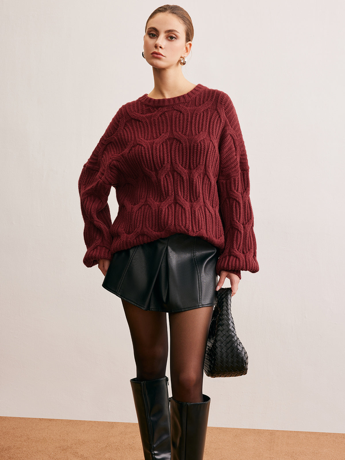 Conjunto De Jersey Oversize Y Falda Estructurada Para Mujer | Ideal Para Otoño E Invierno