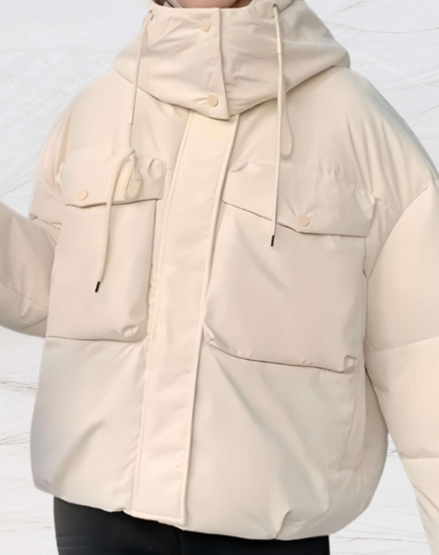 Chaqueta Acolchada Con Capucha Y Cuello Alto Para Mujer | Ideal Para Uso Diario En Invierno