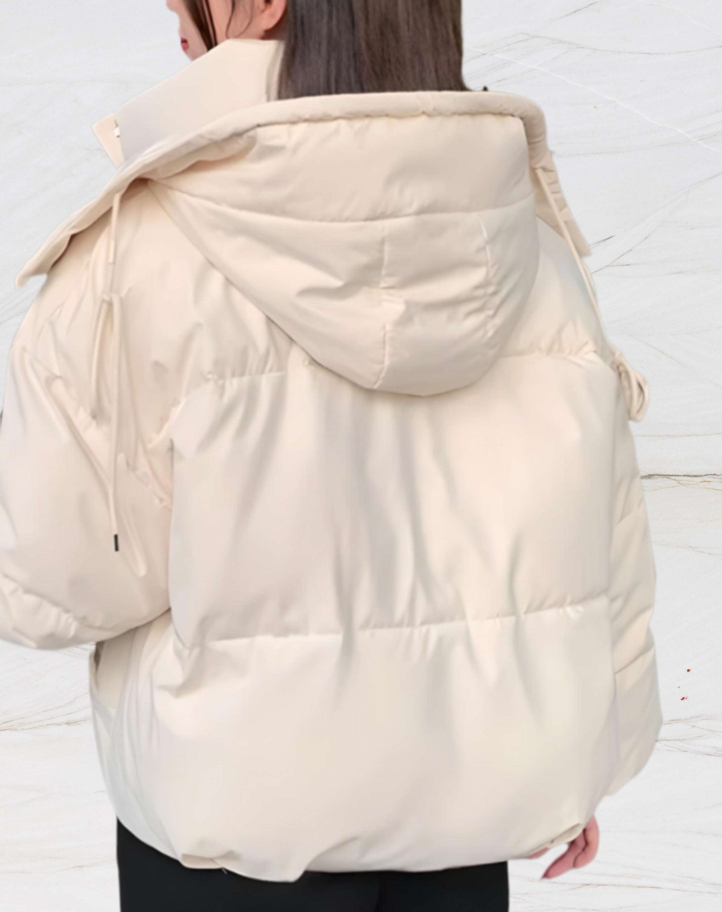 Chaqueta Acolchada Con Capucha Y Cuello Alto Para Mujer | Ideal Para Uso Diario En Invierno