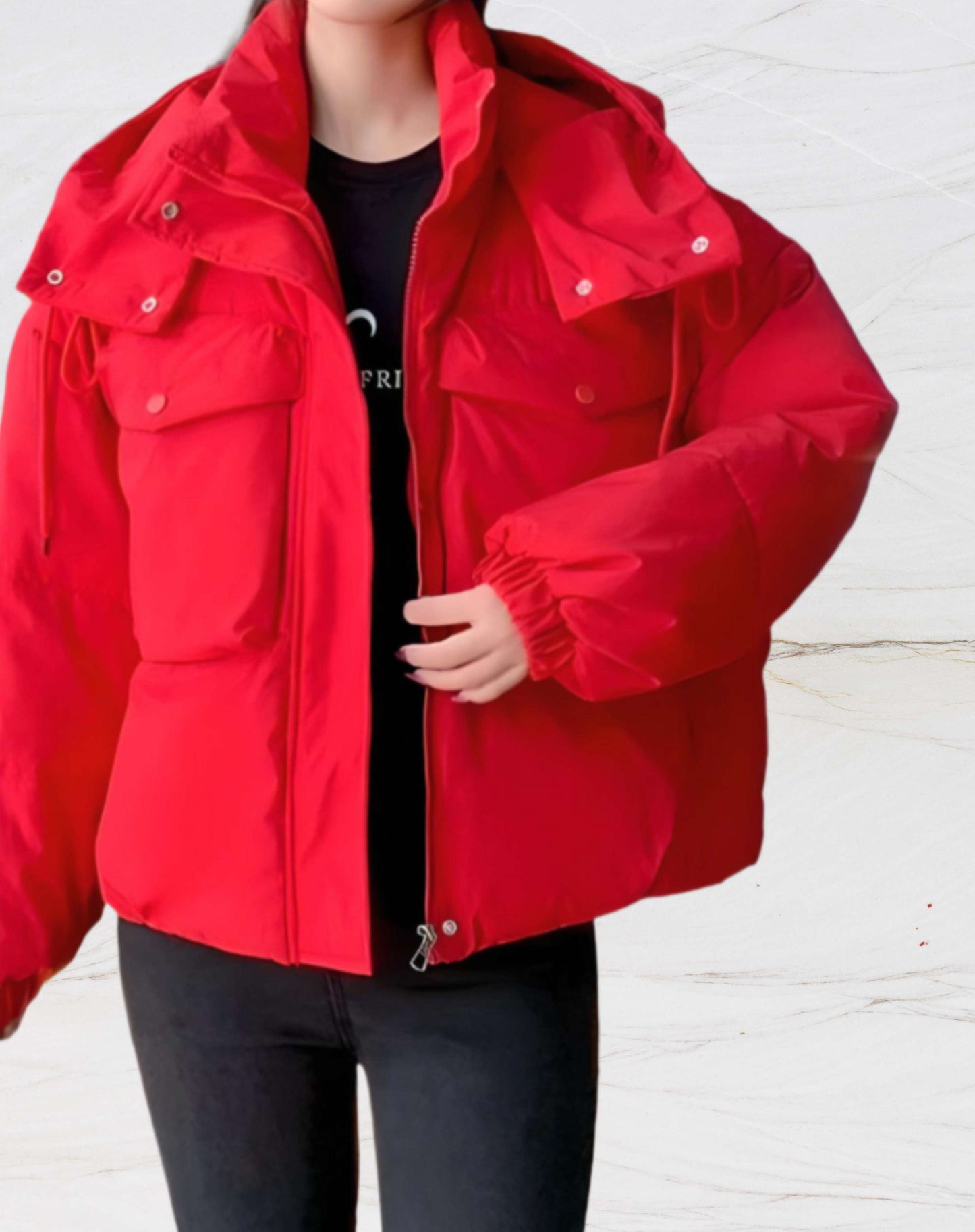 Chaqueta Acolchada Con Capucha Y Cuello Alto Para Mujer | Ideal Para Uso Diario En Invierno