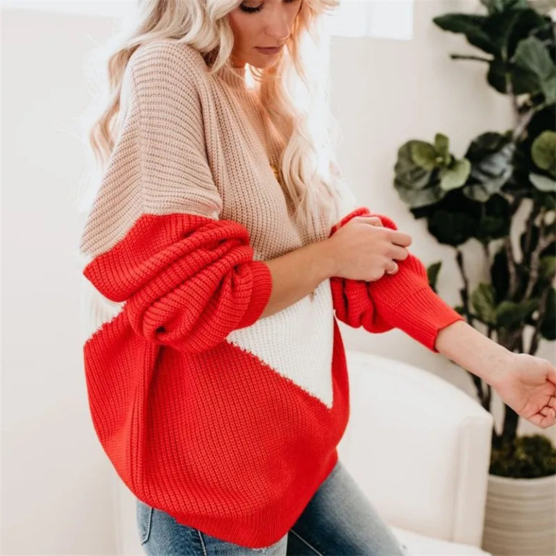Jersey Color Block Con Cuello Redondo Para Mujer | Ideal Para Uso Diario