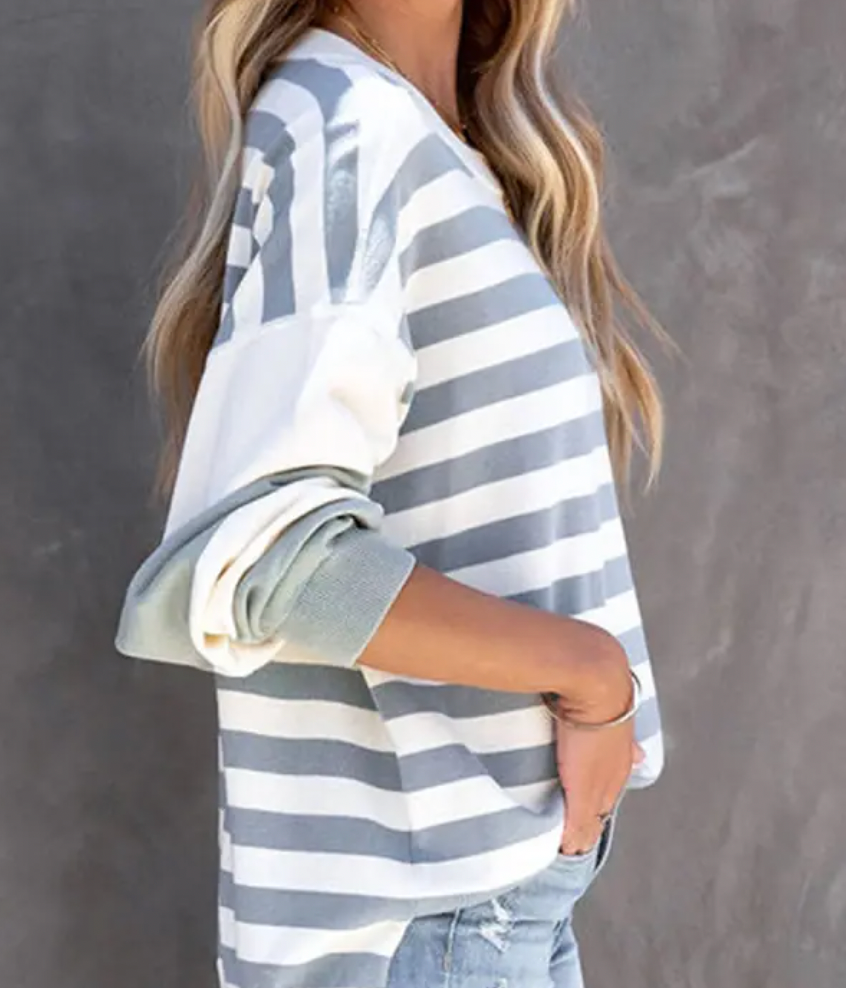 Jersey De Rayas De Corte Relajado para Mujer | Ideal para Uso Diario En Entretiempo