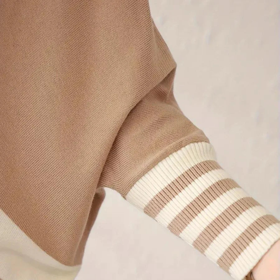 Jersey de Punto a Rayas con Manga Murciélago para Mujer | Ideal para Uso Diario en Climas Frescos