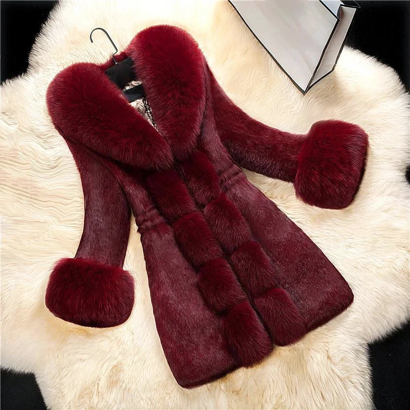 Abrigo Largo De Invierno Con Cuello Contrastado Para Mujer | Ideal Para La Temporada Fría