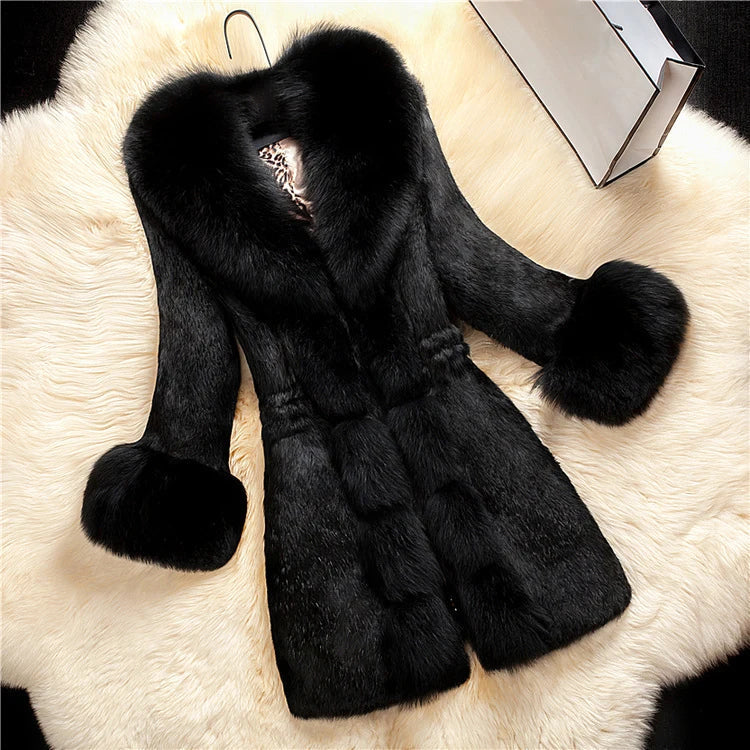 Abrigo Largo De Invierno Con Cuello Contrastado Para Mujer | Ideal Para La Temporada Fría