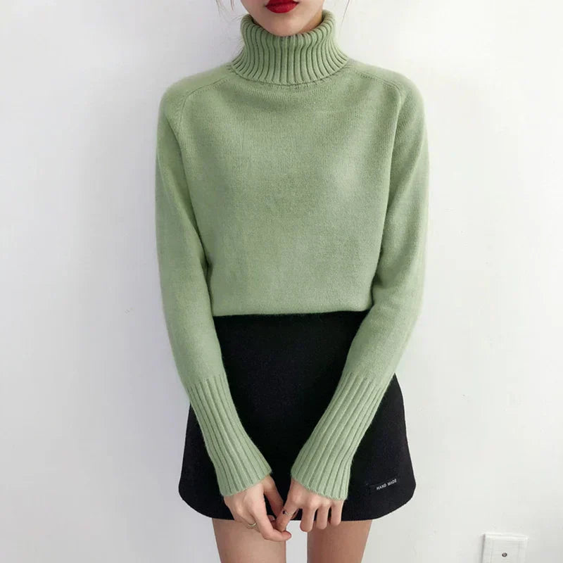 Jersey De Cuello Alto Con Tejido De Canalé Para Mujer | Ideal Para Invierno