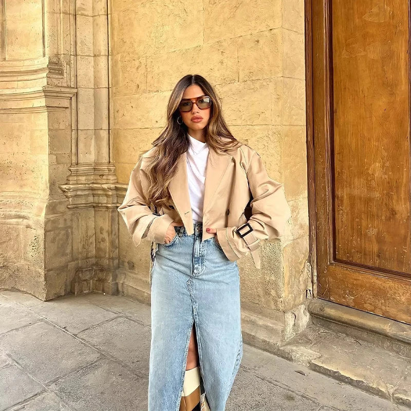 Trench Coat Largo Con Cinturón Ajustable Para Mujer | Ideal Para La Media Estación