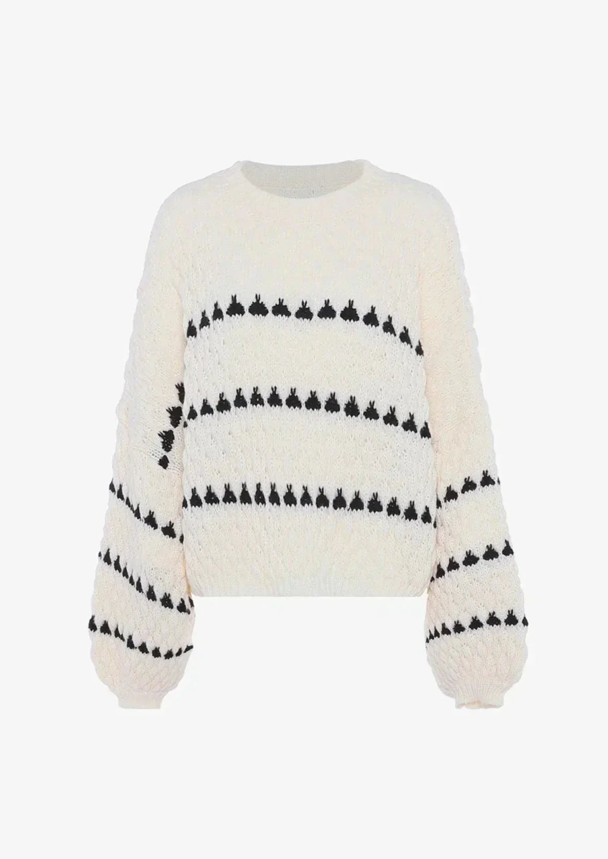 Jersey De Manga Larga Con Motivo Tejido Y Mangas Globo Para Mujer | Ideal Para Invierno