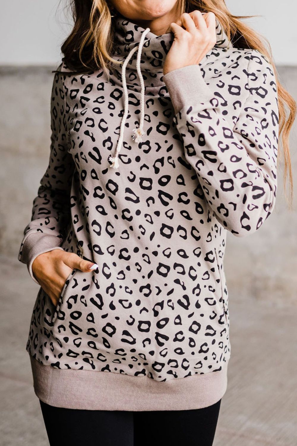 Sudadera Larga Con Capucha e Imprimé Leopardo Para Mujer | Ideal Para Uso Diario