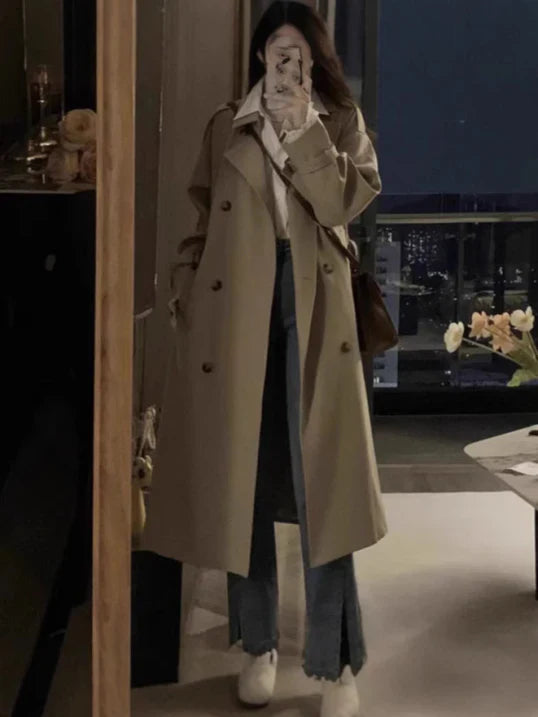 Trench Coat Largo con Corte Recto para Mujer | Ideal para Varias Ocasiones