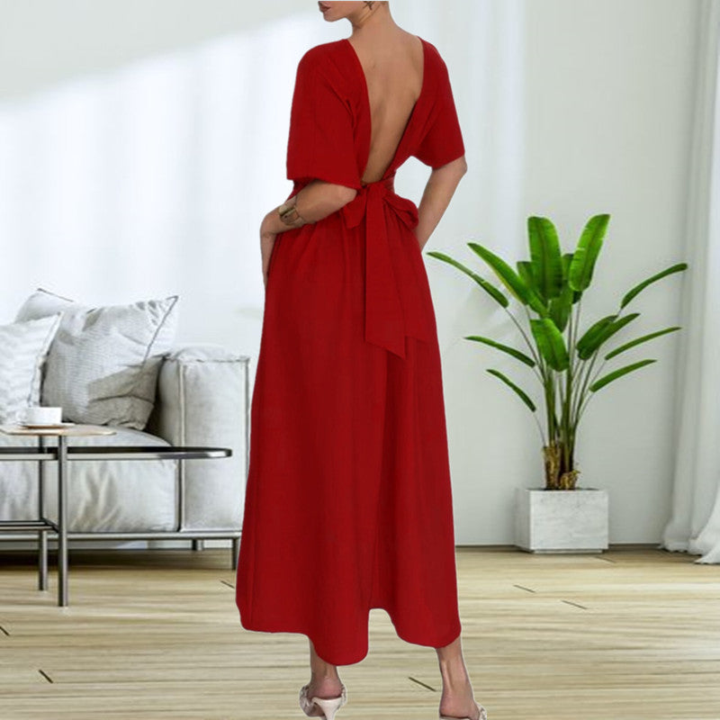 Vestido Midi con Corte Entallado y Cintura Elástica para Mujer | Ideal para Eventos y Salidas de Verano