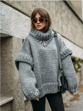 Jersey Oversize con Motivo Tejido en Relieve Para Mujer | Ideal Para Uso Diario