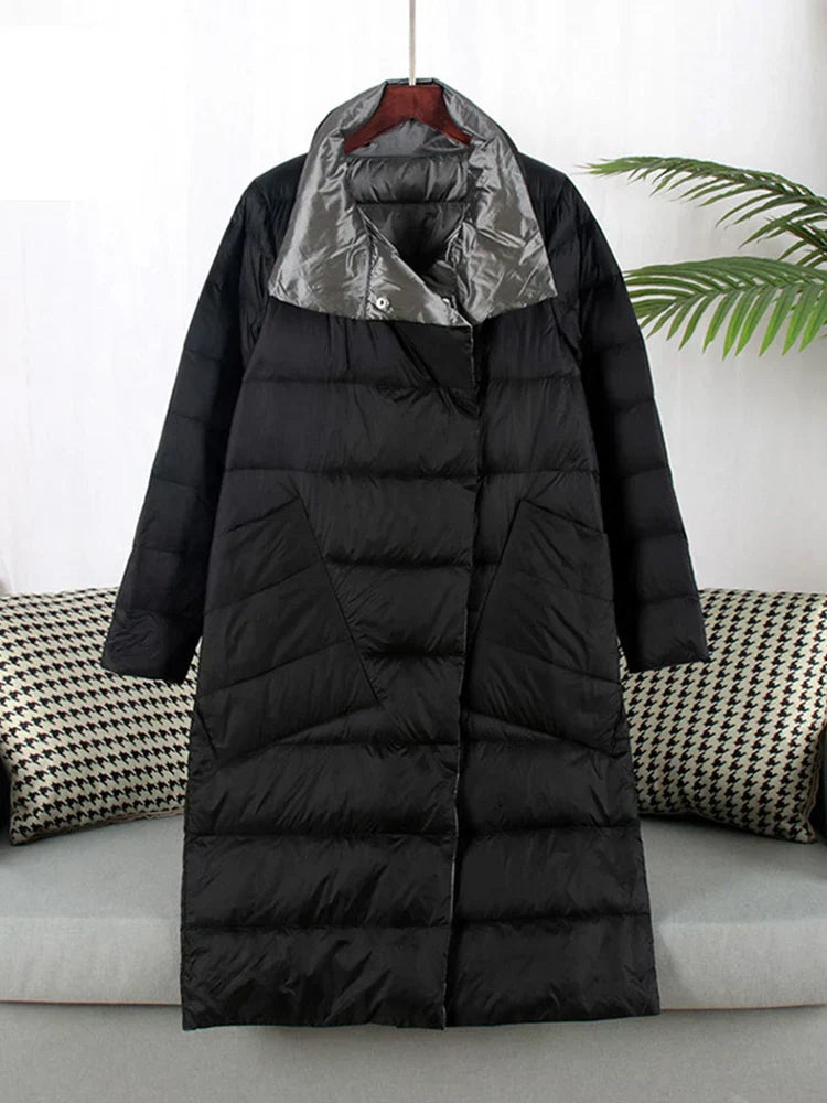 Manteco Largo con Estampado de Cuadros y Cierre de Botones para Mujer | Ideal para Invierno
