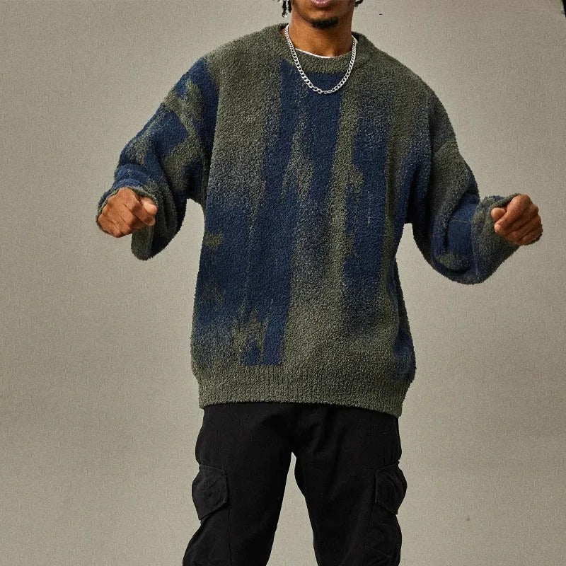 Jersey con Motivo Abstracto Integral y Acabados Acanalados para Hombre | Ideal para Uso Diario