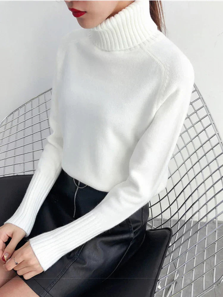Jersey De Cuello Alto Con Tejido De Canalé Para Mujer | Ideal Para Invierno