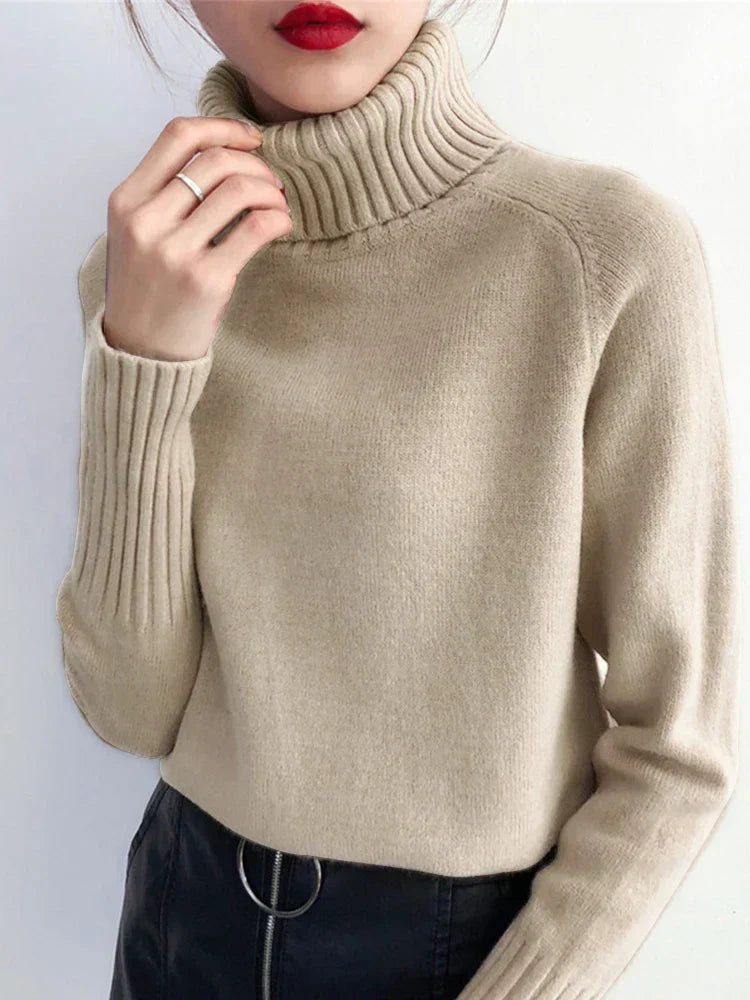Jersey De Cuello Alto Con Tejido De Canalé Para Mujer | Ideal Para Invierno