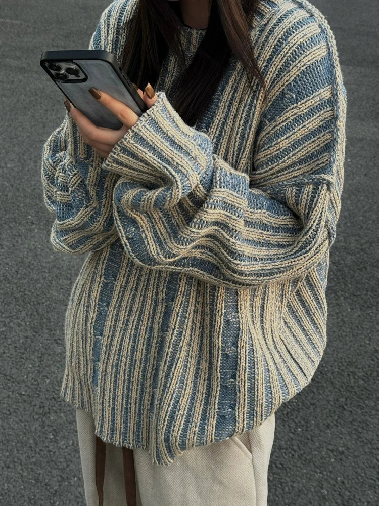 Jersey De Rayas Con Corte Oversize Para Mujer | Ideal Para Uso Diario