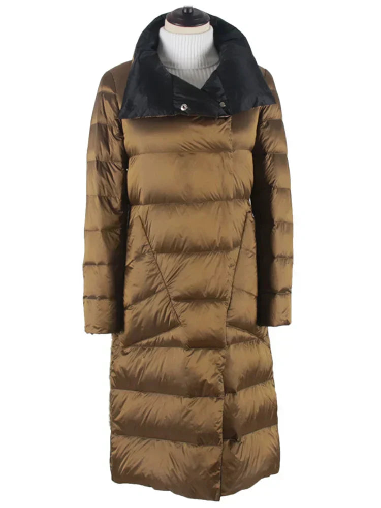 Manteco Largo con Estampado de Cuadros y Cierre de Botones para Mujer | Ideal para Invierno