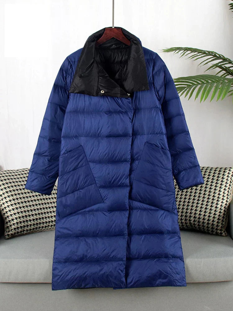 Manteco Largo con Estampado de Cuadros y Cierre de Botones para Mujer | Ideal para Invierno